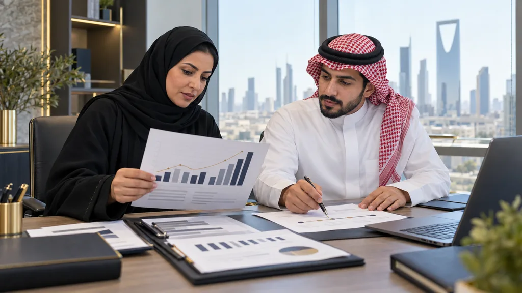 شخصان يراجعان أوراقًا مالية